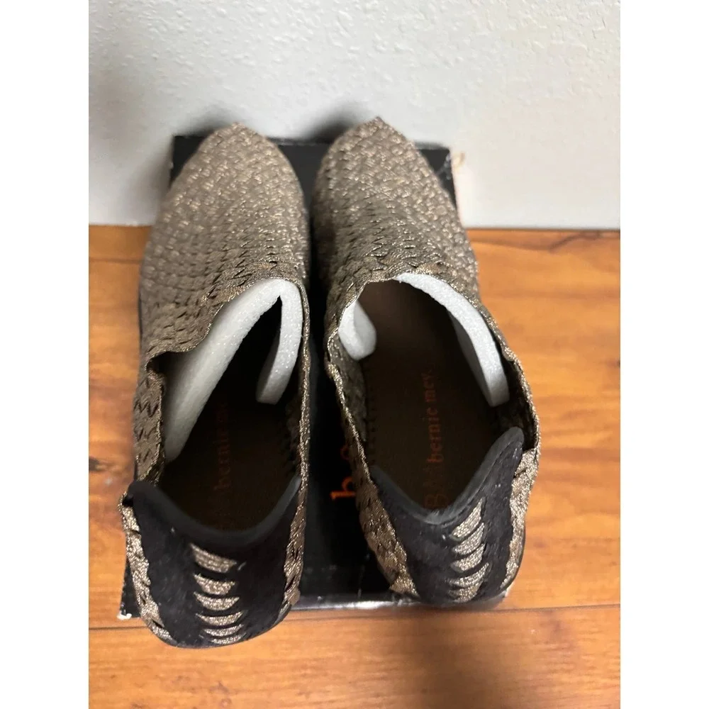 Bernie Mev Gem Bronze Black Woven Elastic Wedge Sneakers Size 39 US 8.5-9